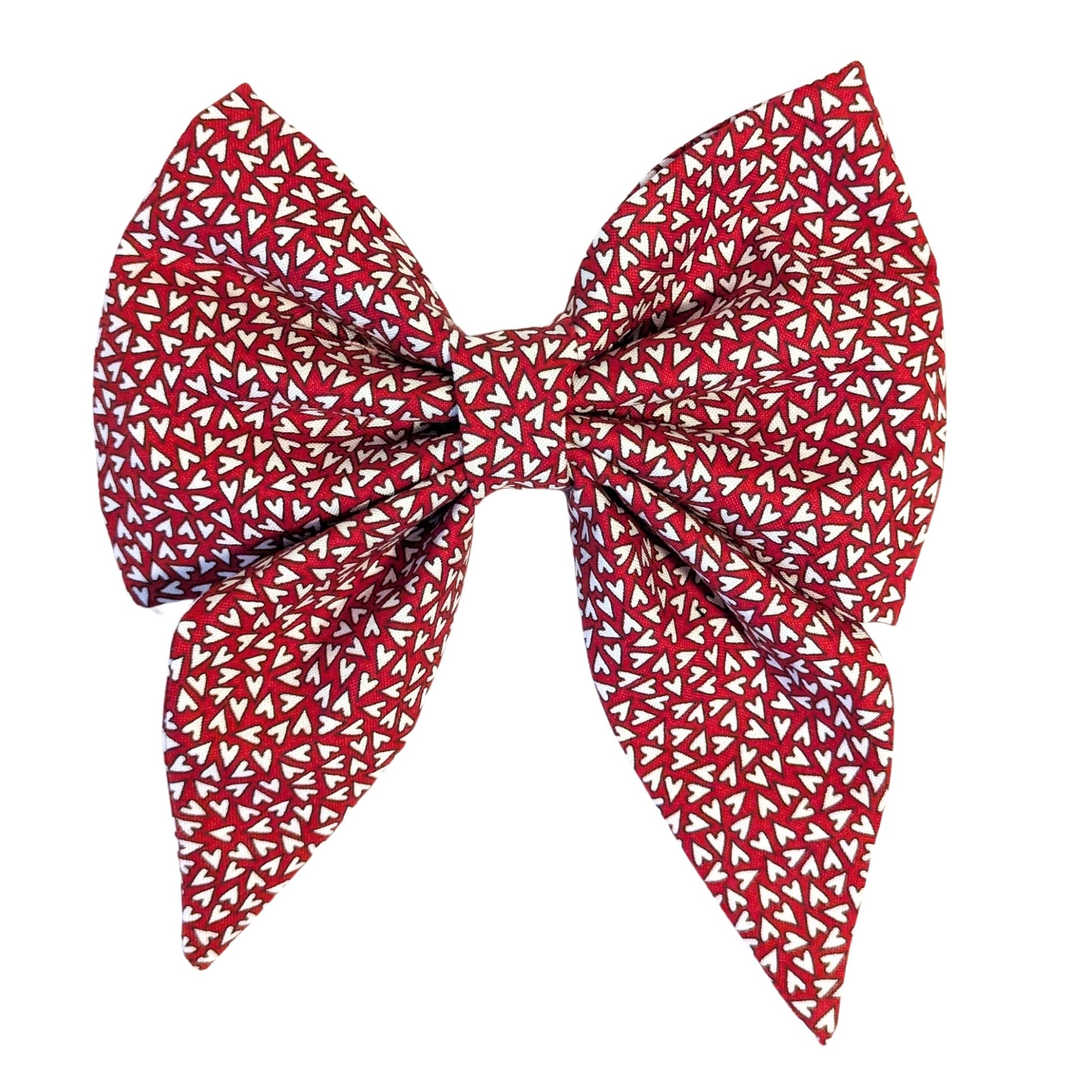 Add a touch of charm to your furry friend's style with this adorable red dog collar sprinkled with petite white hearts