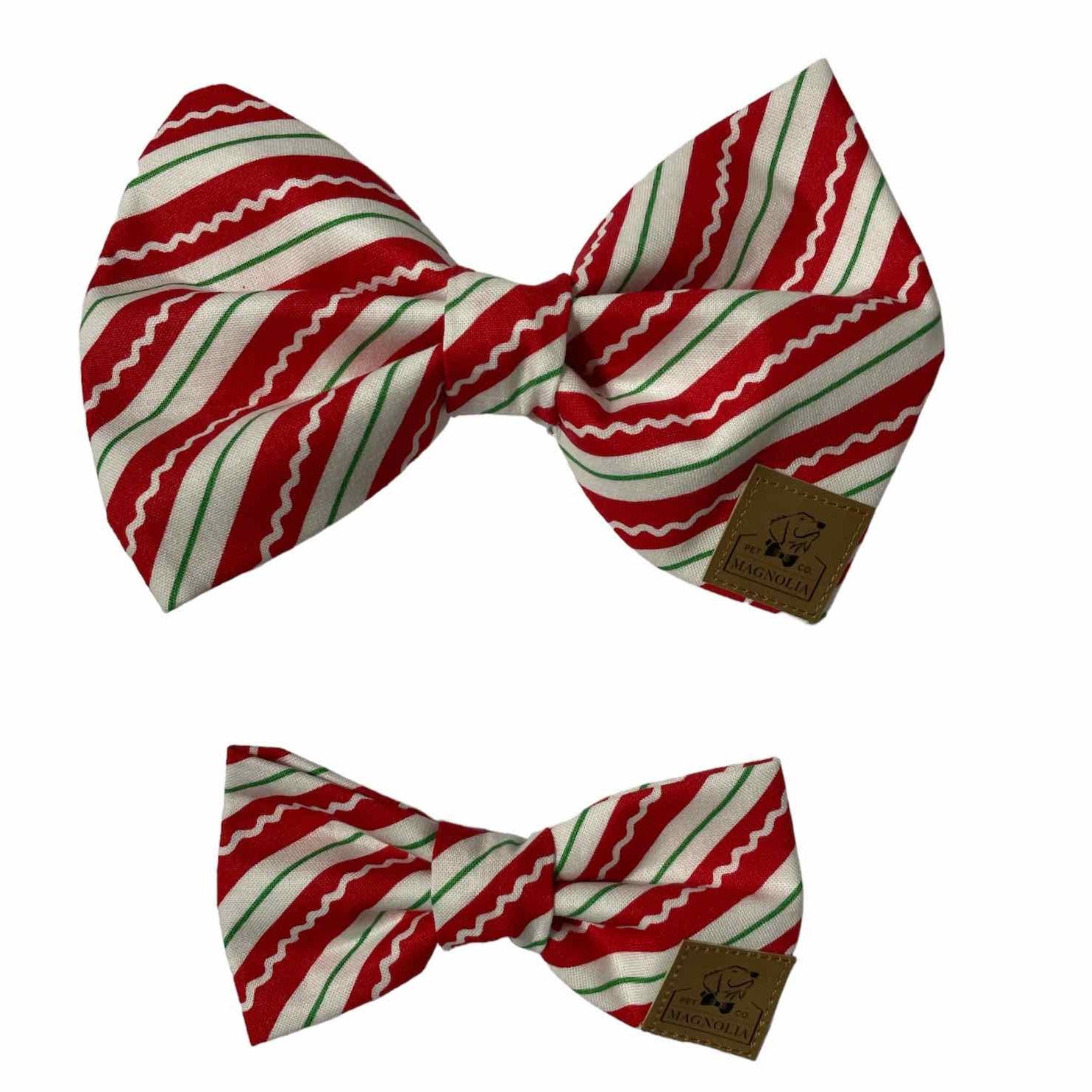 features playful red and green diagonal stripes, reminiscent of classic candy canes