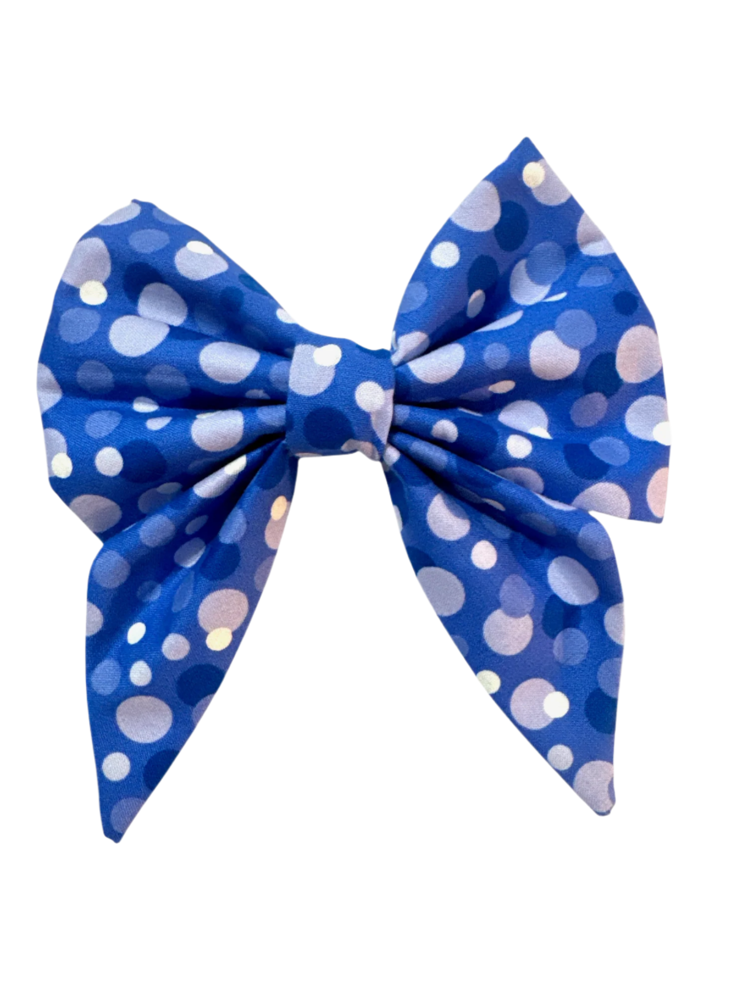 Elevate your pup’s style with this chic French blue dog bow! Featuring large, classic polka dots