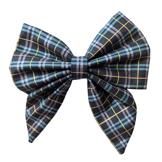 Holiday Navy Plaid Bow