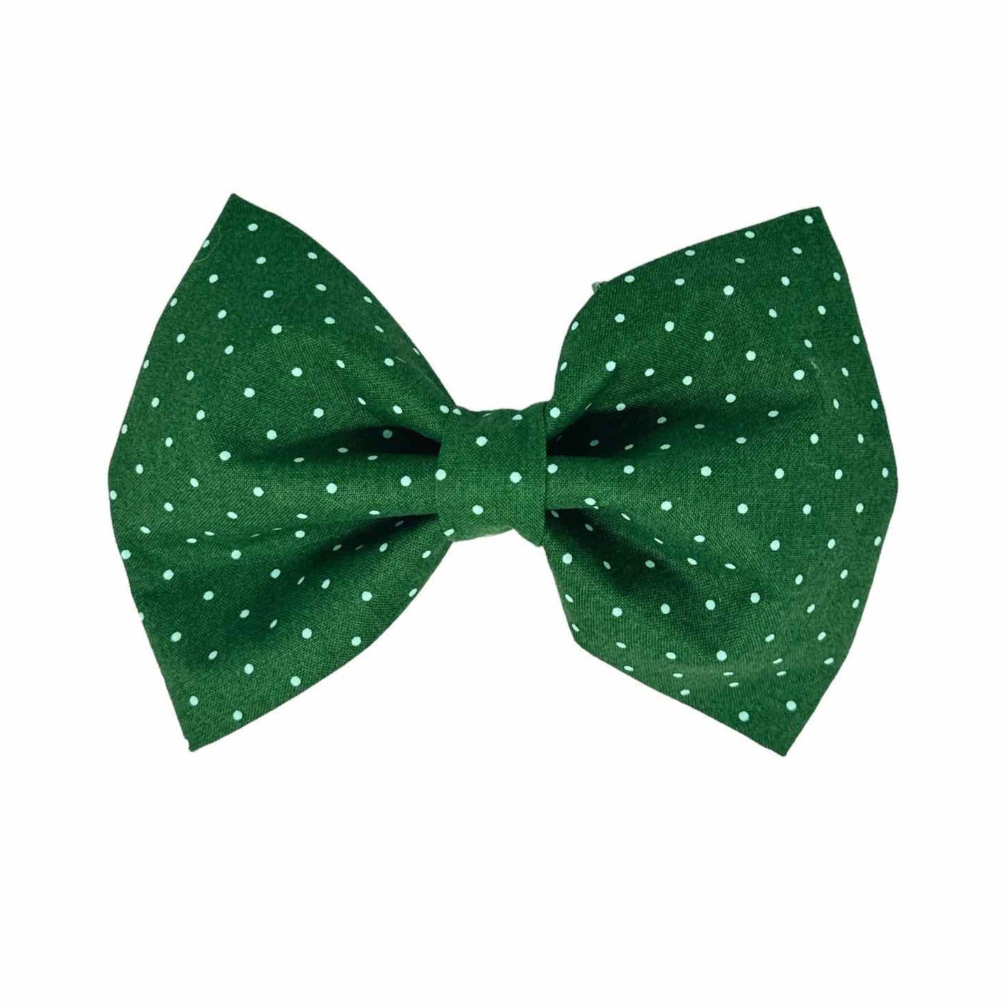 dark forest green, sprinkled with small light blue polka dots