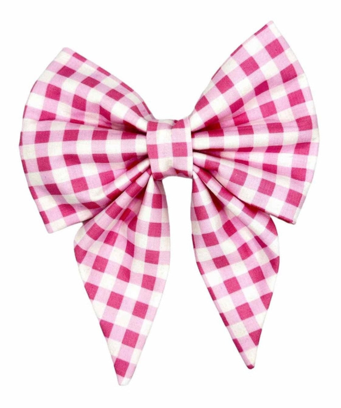 Dog bow crafted from high-quality, durable fabric, the pink and white gingham pattern exudes a sweet, vintage-inspired vibe that never goes out of style.