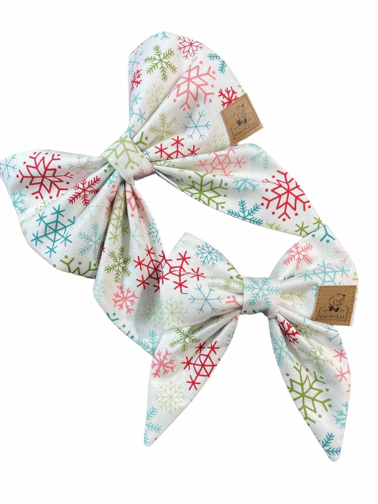 Winter Snowflakes Dog Bow